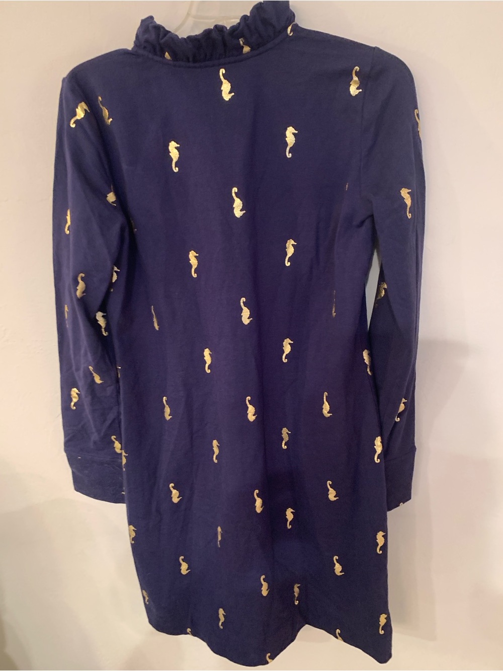 Lilly Pulitzer Navy Long Sleeve Dress with Gold Seahorse Print M - Picture 8 of 9